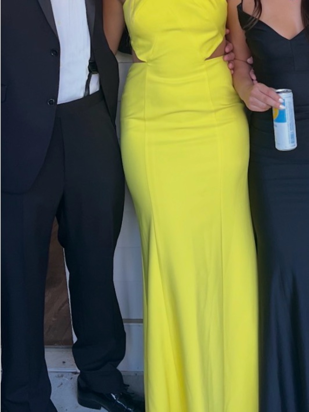 Aidan by Aidan Mattox Neon Yellow Cutout Maxi Gown